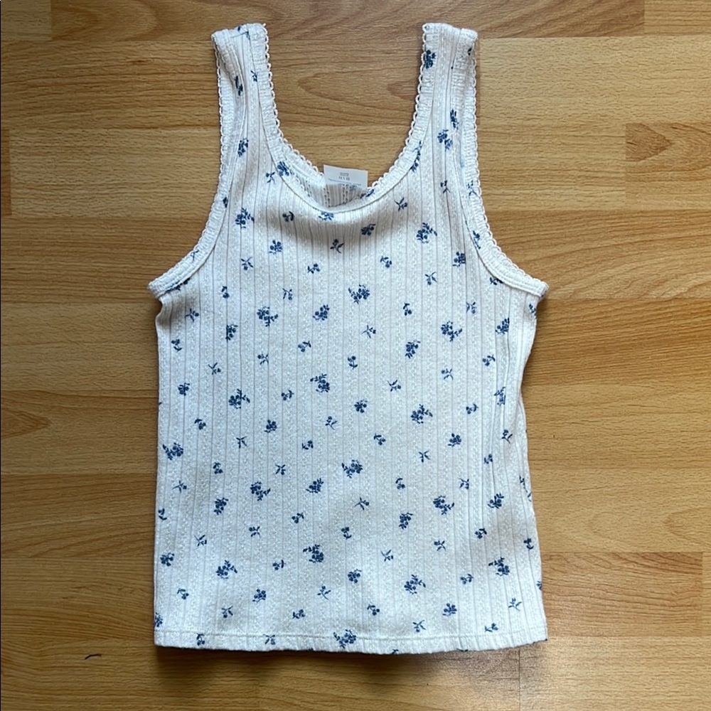White Floral Tank Top